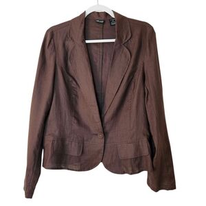Willi Smith Linen Blazer  Women's 14 Brown Lightweight